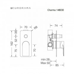 Μίκτης Εντοιχισμού 2 Εξόδων Eurorama Charma Chrome 148030SL-100 Χρωμέ 